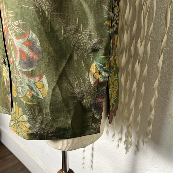 Poeme by Citron Green Asian Inspired Floral Print Quarter Sleeve Top Jacket M - Picture 6 of 10